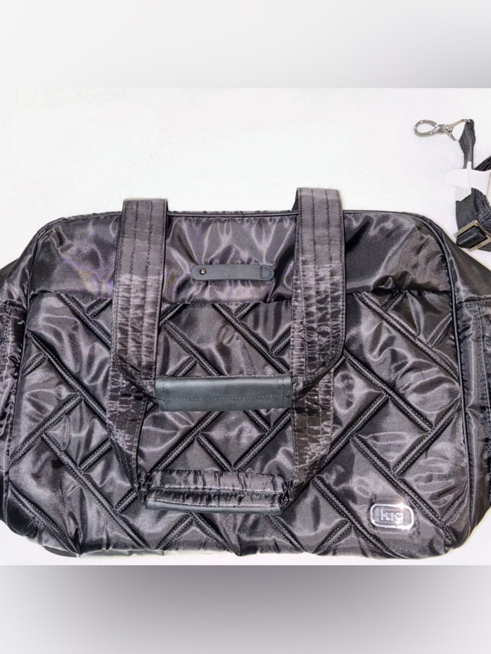 Lug trolley bus duffel tote black overnight bag